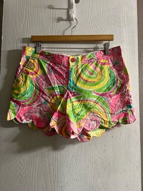 Lilly Pulitzer Pink Green Yellow Buttercup Shorts All Nighter Women Size 8